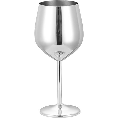 2 Verre à vin inox incassable 500ml argenté pour cocktail champagne extérieur (1/5)