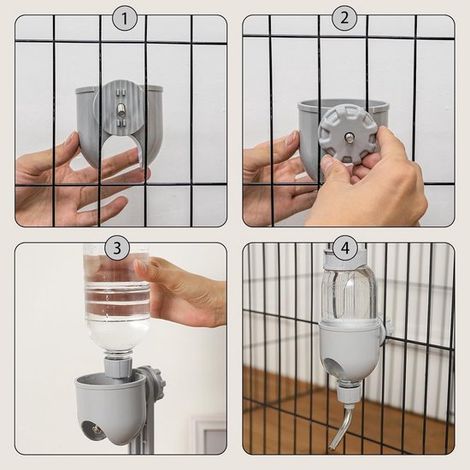 Bebedero para animales pequeños - 500 ml - Bebedero automático colgante - Apto para conejos, chinchillas y cobayas - Azul (1/5)