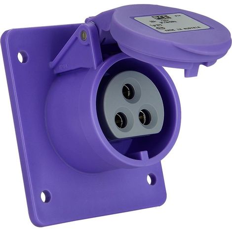 Presa A Pannello Diritta 16A 2P 24V Viola IP44/IP54 Montaggio A Vite
