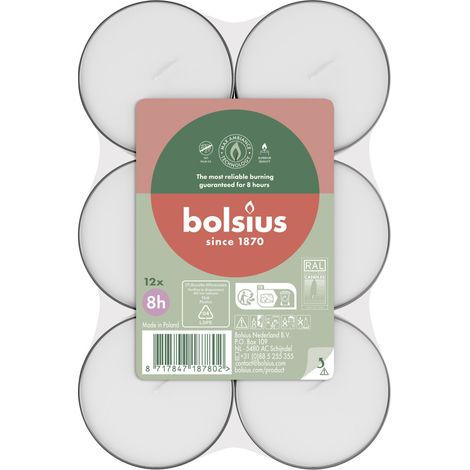 Bolsius Maxi-Teelichter weiß 8h 12er Pack Teelicht