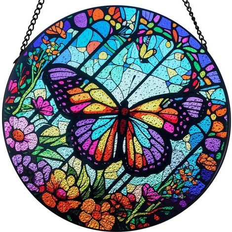 Attrape-soleil papillon pour fenêtre intérieure, décoration en vitrail pour maison, jardin, chalet (30 cm) (1/5)