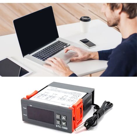 Einstellbarer digitaler Thermostat 110V-220V schwarz, Kühl-/Heizfunktion mit Alarm, digitaler Temperaturschalter zur Klimaregelung. (1/5)