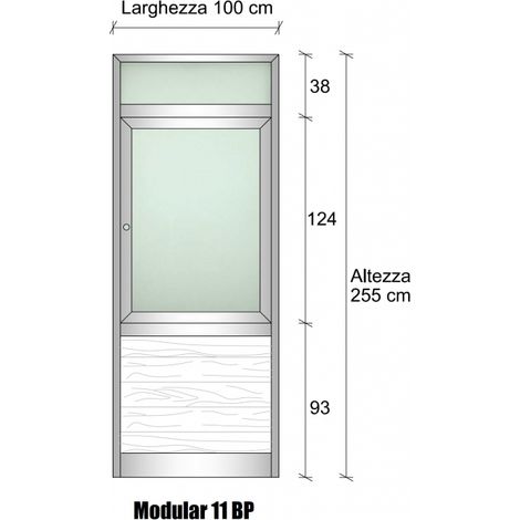 Modulo Continuativo Parete Divisoria in Alluminio e Vetro Satinato Luce e Perline con Finestra - H2550xL1000 mm - Colore Marrone RAL 8017 ITALFROM (1/4)