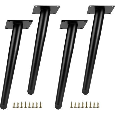 4 Furniture Legs, Angled Cone, Black Metal Support 30 cm, Table and Sofa Legs, for DIY and Furniture Renovation (1/5)