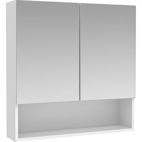 Armadietto a muro da bagno con specchio e nicchia Bianco - ZUMPA
