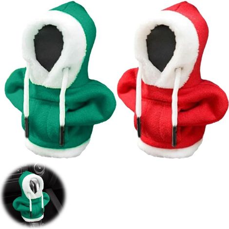Lot de 2 caches de levier de vitesse verts pour voiture, caches de levier de vitesse de Noël, pommeau de levier de vitesse universel (rouge + vert) (1/5)