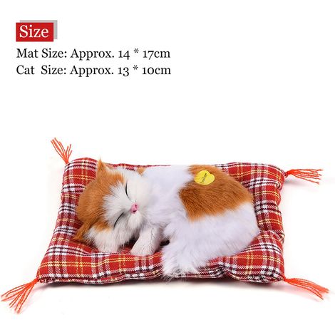 Chat en peluche endormi avec son, jouet en peluche, décoration pour la maison (jaune + blanc) (1/5)