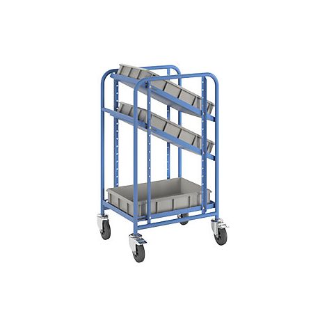 Carro con pisos con eurocajas  con 3 cajas  L x A x H 485 x 620