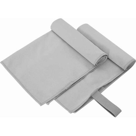 Serviettes de sport, lot de 2, grises, 50 x 30 cm, polyester et polyamide. (1/5)