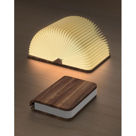 2CMLampe Livre en Bois 1 Pliable,à Piles,(Noyer)Éclairage Ambiant LED Magnétique pour Décoration Maison & Bibliothèque (1/5)