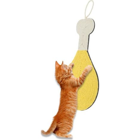 Griffoir pour Chat Motif Mignon Tapis À Griffer Horizontal Pour Chat Protecteur Meubles 43X22Cm, Jaune (1/5)
