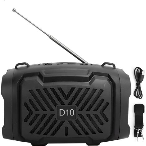 Enceinte Bluetooth D10 V5.0 sans fil avec lumière, FM et sangle, micro USB, haut-parleur portable noir (1/5)