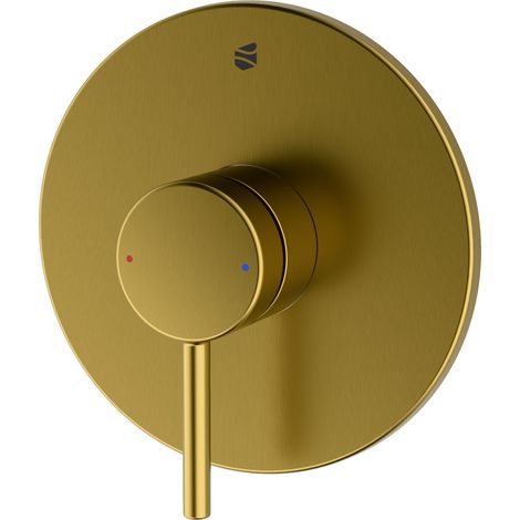BERNSTEIN - Miscelatore doccia tondo a parete, ottone oro spazzolato, miscelatore in ceramica Ø14,3cm - VIREO	Oro spazzolato