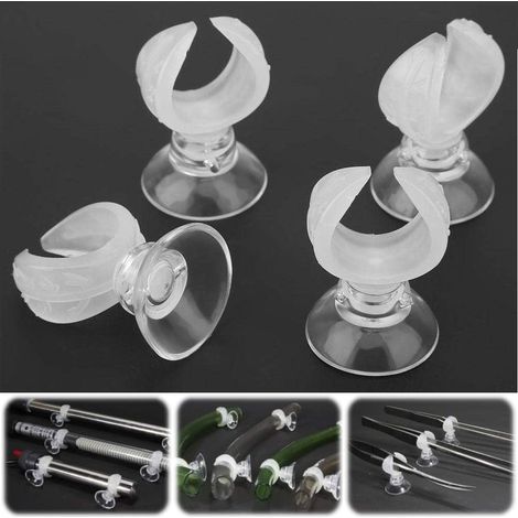 CSPARKV 4 Stück Aquarium-Saugnapfe, Luftschlauchhalter, Saugnäpfe mit Clips für Aquarium-Luftschläuche