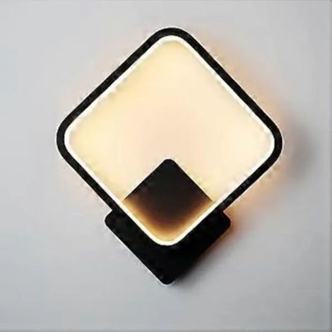 Applique murale LED d'intérieur 17 W, applique carrée design noire, trois modes d'éclairage : blanc chaud, blanc naturel et blanc froid, applique pour chambre