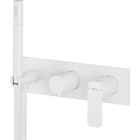 SPY Mitigeur douche/baignoire à encastrer incl. Douchette à main, 2 voies, blanc mat