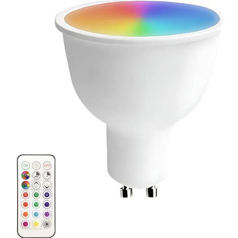 GU10 6W LED-Spotlampe, entspricht 40W, 470lm RGB, mit Fernbedienung, 25000h Lebensdauer, SevenOn Premium