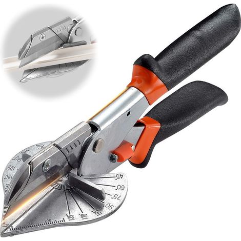 Ciseaux à onglets 45°-135°, outils de coupe multifonctions pour gouttières, outil de coupe à quart de tour pour tuyaux PVC, PPR et PE, branches et câbles. Comprend 10 lames de rechange. (1/5)