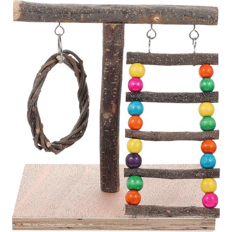 Perchoir en bois pour perroquet Platcompatiblem, perchoir d'entraînement pour oiseaux de couleurs assorties (1/5)