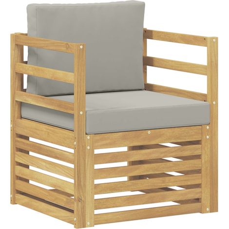 Sofá de exterior Poliéster Blanco y gris claro vidaXL (1/5)