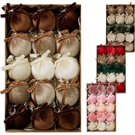 Weihnachtsschmuck-Set mit Samtschleifen – Rosa Stoffschleifen für die Weihnachtsdekoration im Innenbereich (1/4)