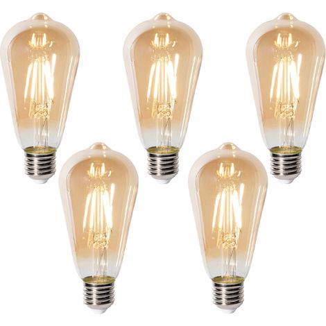 LUEDD Set di 5 lampadine LED E27 dimmerabili ST64 oro 5W 450 lm 2700K