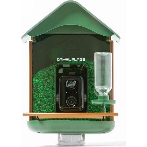 Camouflage, Mangiatoia Uccelli WiFi, Telecamera HD, Visione Notturna, Rilevamento Intelligente, EZ Birdfeed