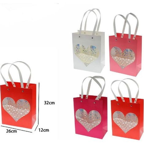 Set 2 Pz Enveloppe Sac Cadeau Sacs Avec Cœur 32x26x12cm 69936