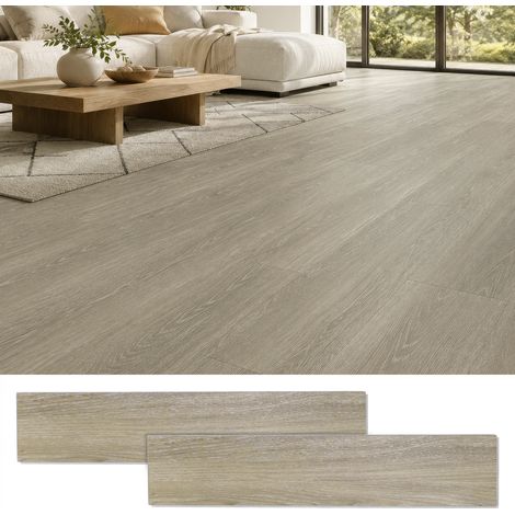 Lames PVC clipsables, 18 pièces, surface env. 1,47 m2, épaisseur 4 mm, effet bois, salon cuisine, Bois naturel (1/5)