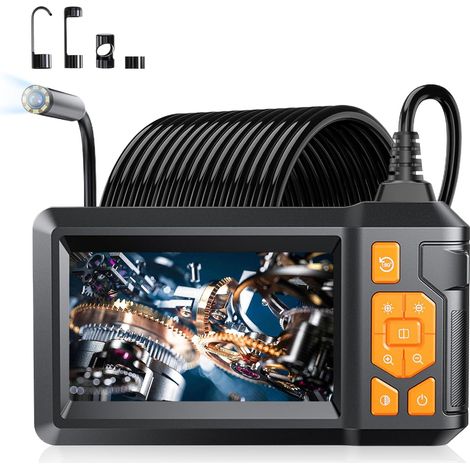 Caméra endoscopique 10 m avec éclairage, endoscope industriel HD 1080p, écran IPS 4,3", caméra d'inspection pour pipelines étanche IP67, endoscope 8 mm avec 8 LED réglables (1/5)