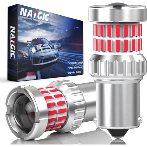 Rouge 1156 P21W BA15S LED Feu Stop Ampoules 12V 24V, 4000LM Pour Voiture/Moto/Camion Les Feux de Freinage, Feu stop, Les Feux Arrière, Position,BA15S Ampoule P21W,2 Pièces (1/5)