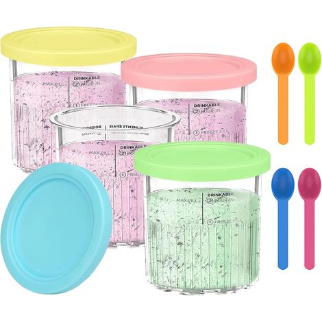 Juego de 4 recipientes para helado Ninja Creami Deluxe con 4 bolas, compatibles con las máquinas para hacer helados Ninja NC501EU y NC500. Sin BPA y aptos para lavavajillas. (1/5)
