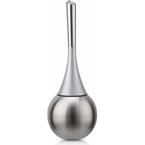 Porte-brosse WC autoportant en acier inoxydable finition brossée polie ensemble WC salles de bains (brosse incluse)-argent (1/5)