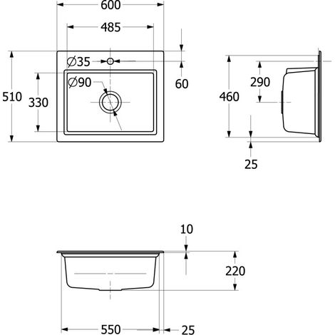 Villeroy & Boch 336601KR EB-SP Subway Style 60 S 600x510mm