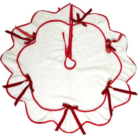 Jupe de Sapin Blanche Ø90 cm, Tapis Doux Effet Fourrure, Décoration de Noël Vintage et Élégante (1/5)
