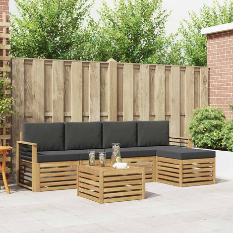 vidaXL Outdoor-Sofagarnitur 6 pcs Weiß und Anthrazit 59 x 59 x 37 cm (1/5)