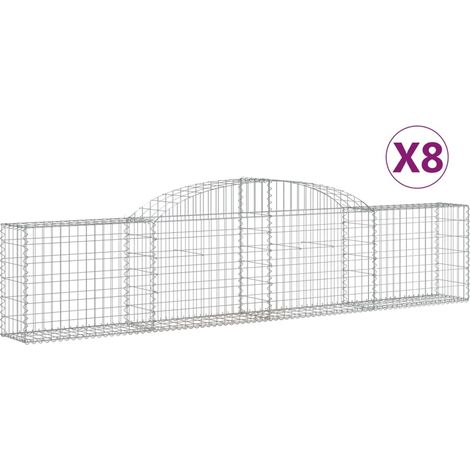 Paniers à gabions arqués 8 pcs  Mur en gabion 300x30x60/80 cm Fer galvanisé