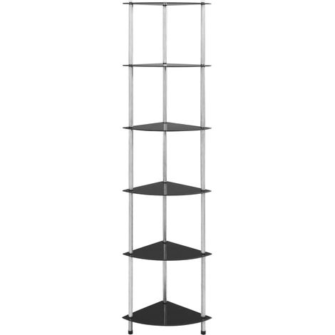 vidaXL 6-Tier Shelf Black 30x30x160 cm Tempered Glass