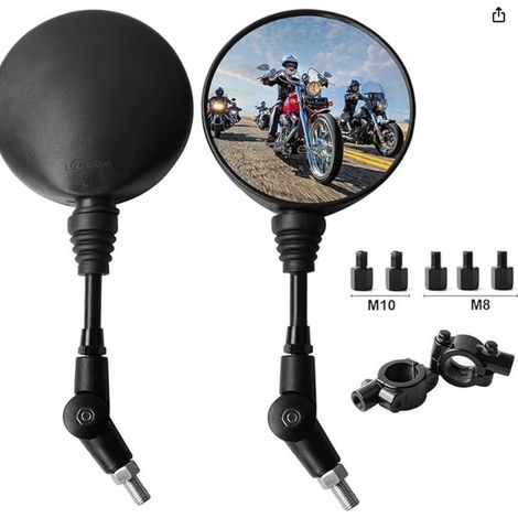 Juego de espejos universales para motocicleta, 2 abrazaderas de manillar de 22 mm M10 (7/8"), 1 rosca derecha M10, 2 roscas derechas M8, 1 rosca izquierda M10, 1 rosca izquierda M8, para (1/5)