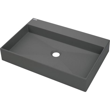 Lavabo de encimera de granito con espacio para grifería - 60 x 40 cm, antracita metalizado CQR TU6S (1/5)