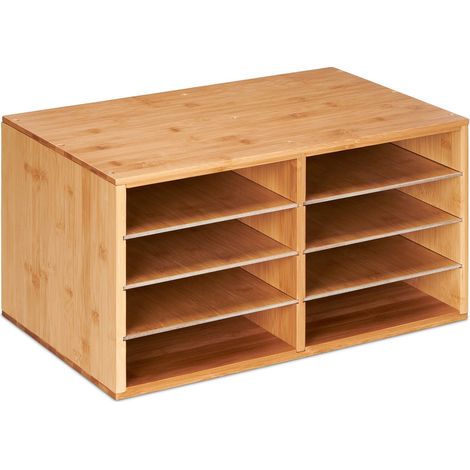 Organiser per documenti moderno pratico da scrivania 8 scomparti 30 x 20 x 15 cm in bambù naturale 130012124