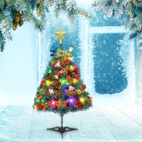 Sapins de Noël 60 cm, Mini Sapin et Ornements Sapin Artificiel pour Table Bureau Accueil Décoration (Arbre de Noël) (1/5)