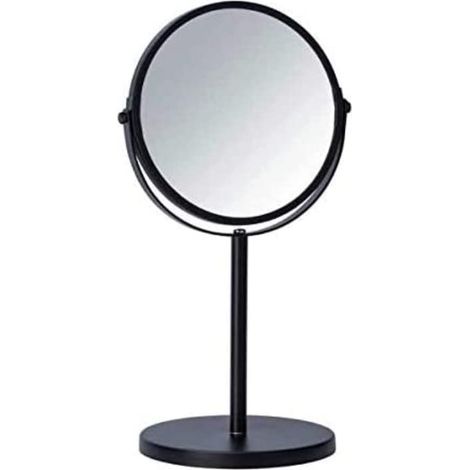 Miroir cosmétique Assisi Noir - Miroir de Maquillage pivotant avec grossissement de 3 Fois, Surface de Miroir ø 16 cm 300% grossissement, Acier, 18.5 x 34.5 x 15 cm, Noir
