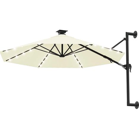 vidaXL Sombrilla de jardín de pared con luces LED arena 300 cm (1/2)