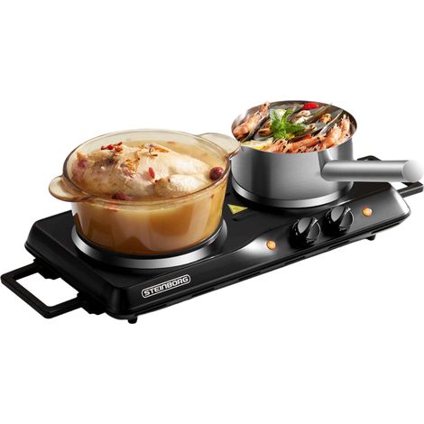 Table de Cuisson Gaz Double Steinborg – 2500W. Pour Camping/Cuisine Extérieure. Modèle (Noir). (1/5)