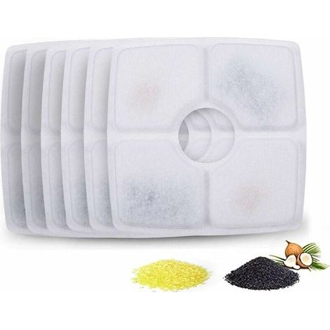 Cat Water Filter, Square Refill, Water Filter with Activated Carbon and Resin for Cat Waterer, 6 Pieces (1/5)