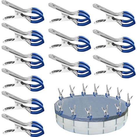 Métalliques pour Pince Bache Piscine,Bleu,12 Pièces (1/5)