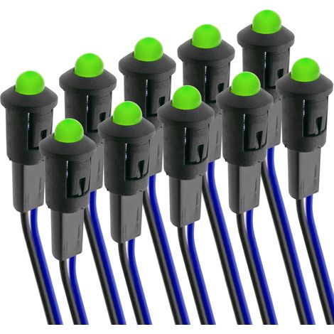 Lampe voyant LED 8mm 220VAC Pilote de couleur vert 10-pack (1/4)