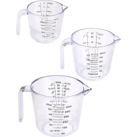 Juego de 3 tazas medidoras, tazas medidoras de líquidos para cocina, juego de plástico, herramienta de cocina, tazas medidoras