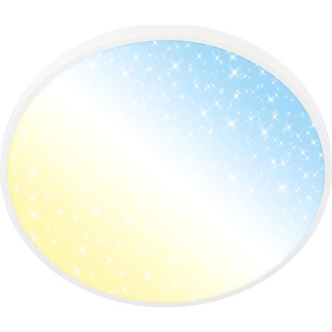Plafonnier LED avec télécommande, intensité lumineuse variable, CCT, bandeau décoratif, ciel étoilé, lustre salon, chambre, cuisine, plafonnier salon, 38 x 6,5 cm, blanc (1/5)